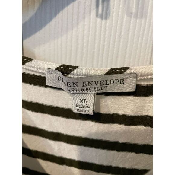 Green Envelope Los Angeles Olive Striped Nautical T-Shirt - Size XL - Picture 4 of 4